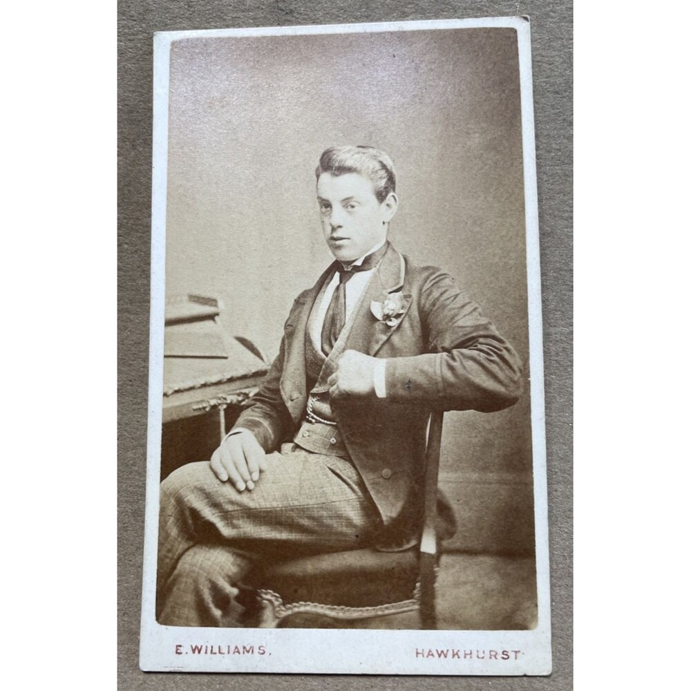 Antique Cabinet Card Photo Victorian Man Sitting E Williams Hawkhurst